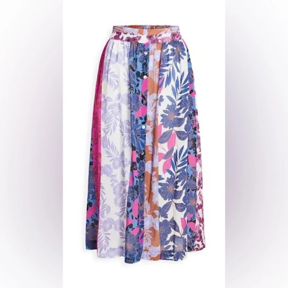 XiRENA Multicolor Floral A-Line Maxi Skirt - Pink, Blue, Purple, Orange - Picture 4 of 12